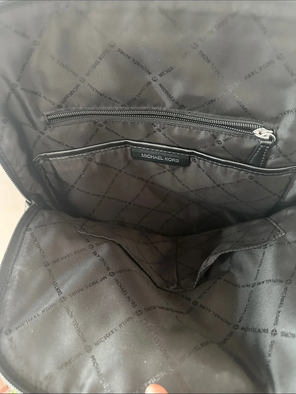 Michael Kors Woman’s Black Nylon Backpack with Front Zip Pocket